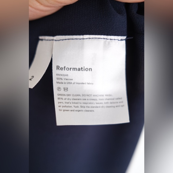 Reformation Murphy Navy Blue Yellow Floral Midi Dress - size 2 - Picture 2 of 5